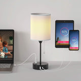 2-Pieces: Bedside Lamps 3 Color Modes USB C+A AC Output Ports Pull Chain