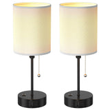 2-Pieces: Bedside Lamps 3 Color Modes USB C+A AC Output Ports Pull Chain