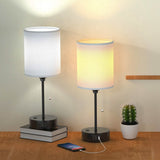 2-Pieces: Bedside Lamps 3 Color Modes USB C+A AC Output Ports Pull Chain