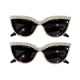 2-Pieces: Bling Rhinestone Cat Eye Sunglasses