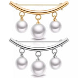 2-Pieces: Faux Pearl Neck Tie Pin Buckle Faux Pendant