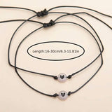 2-Pieces: Luminous Flat Round Shape Beads Braided Bracelet with Heart Shape Pattern