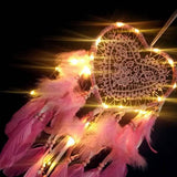 2-Pieces: Romantic LED Dream Catcher with Feather Dreamcatcher Night Light