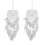 2-Pieces: Romantic LED Dream Catcher with Feather Dreamcatcher Night Light