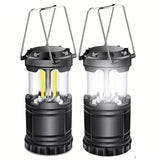 2-Pieces: Super Bright LED Camping Lantern - Portable and Collapsible Emergency Flashlight with Battery Power