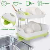 2-Tier Dish Drying Rack Cutlery Drainer