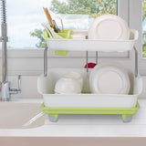2-Tier Dish Drying Rack Cutlery Drainer