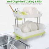 2-Tier Dish Drying Rack Cutlery Drainer
