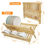 2-Tier Foldable Bamboo Dish Drying Rack