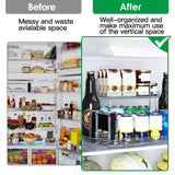 2-Tier Turntable Organizer Rectangular Refrigerator Spinner Storage Rack with 360° Rotatable Slide Rail