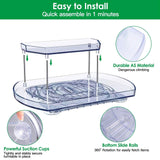 2-Tier Turntable Organizer Rectangular Refrigerator Spinner Storage Rack with 360° Rotatable Slide Rail