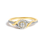 10K Yellow Gold 1/10 Cttw Diamond Swirl and Halo Promise Ring (I-J Color, I3 Clarity) - Size 7