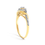10K Yellow Gold 1/10 Cttw Diamond Swirl and Halo Promise Ring (I-J Color, I3 Clarity) - Size 7