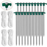 20-Piece: 9.8-Inch Tent Pegs Ropes Set