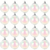 20-Pieces: Clear Iridescent Plastic Ornaments Balls for Crafts