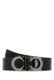 Salvatore Ferragamo Men Black Leather Reversible Belt
