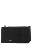 Saint Laurent Men Black Leather Card Holder
