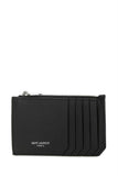 Saint Laurent Men Black Leather Card Holder