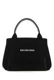 Balenciaga Women Black Canvas Small Cabas Navy Handbag
