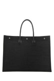 Saint Laurent Men Black Rafia And Canvas Rive Gauche Shopping Bag