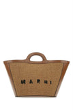 Marni Women Two-Tone Leather And Raffia Small Tropicalia Summer Handbag