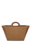 Marni Women Two-Tone Leather And Raffia Small Tropicalia Summer Handbag