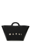 Marni Women Black Leather And Raffia Small Tropicalia Summer Handbag
