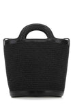Marni Women Black Leather And Raffia Tropicalia Bucket Bag