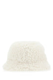 Prada Women Ivory Eco Shearling Hat