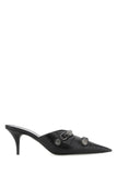 Balenciaga Women Black Leather Cagole Mules