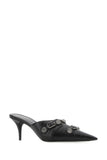 Balenciaga Women Black Leather Cagole Mules