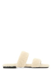 Saint Laurent Men Ivory Shearling Bleach Slippers