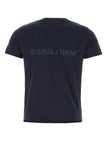 Saint Laurent Men Navy Blue Cotton T-Shirt