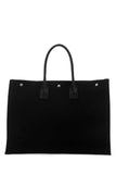 Saint Laurent Men Black Canvas Large Rive Gauche Shopping Bag