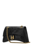 Balenciaga Women Black Leather Crush S Shoulder Bag