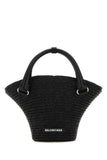 Balenciaga Women Black Straw Mini Beach Handbag