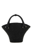 Balenciaga Women Black Straw Mini Beach Handbag