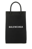 Balenciaga Women Black Leather Phone Case