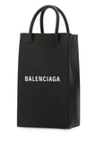 Balenciaga Women Black Leather Phone Case