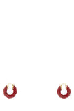 Bottega Veneta Women Tiziano Red Nappa Leather And 925 Silver Twist Earrings