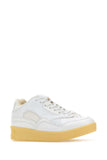 Jil Sander Women White Leather And Fabric Basket Sneakers