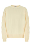 Off White Men Ivory Stretch Cotton Blend Oversize Sweater