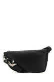 Burberry Men Black Leather Shield Crossbody Bag