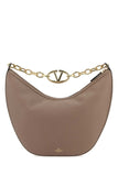 Valentino Garavani Women Antiqued Pink Leather Medium Hobo Vlogo Moon Shoulder Bag