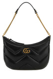 Gucci Women Black Leather Gg Marmont Shoulder Bag