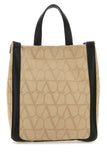 Valentino Garavani Men Beige Toile Iconographe Shopping Bag