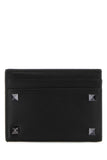 Valentino Garavani Men Black Leather Rockstud Card Holder