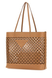Prada Women Sand Leather Shopping Bag