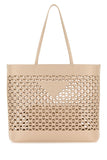 Prada Women Sand Leather Shopping Bag