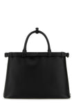 Prada Women Black Leather Medium Prada Buckle Handbag